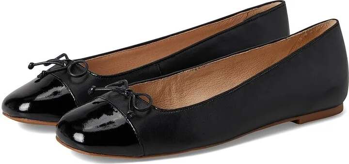 Jack Rogers Kenlyn Cap Toe Ballet - Leather/Patent Women's Flat Shoes Black/Black Pat : 6.5 M