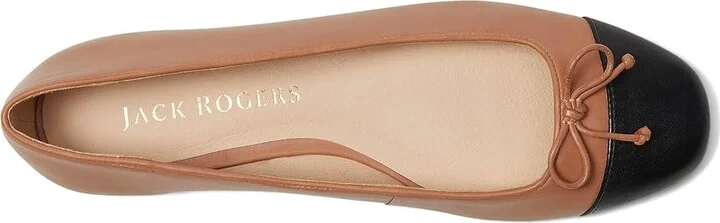Jack Rogers Kenlyn Cap Toe Ballet - Leather Women's Flat Shoes Cafa Au Lait/Black : 9.5 M - Image 2