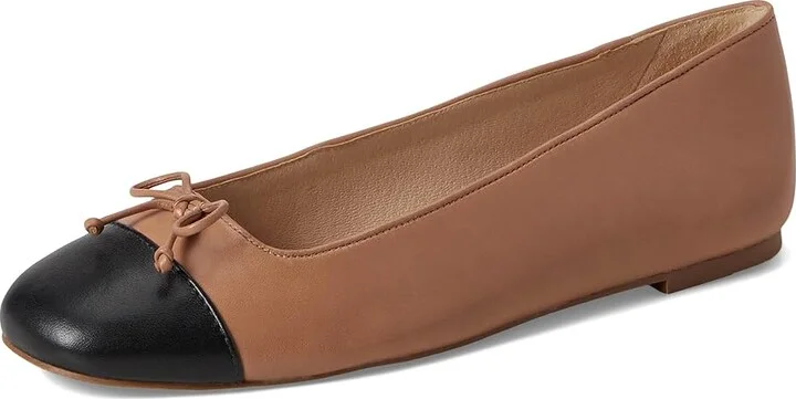 Jack Rogers Kenlyn Cap Toe Ballet - Leather Women's Flat Shoes Cafa Au Lait/Black : 9.5 M - Image 5