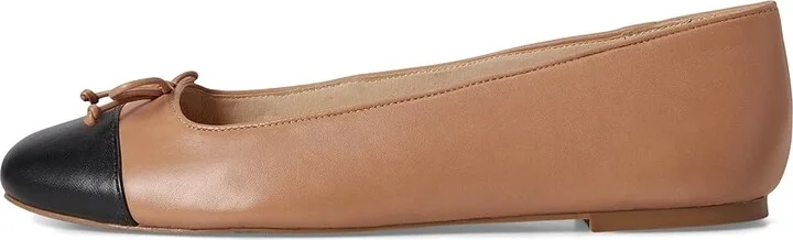 Jack Rogers Kenlyn Cap Toe Ballet - Leather Women's Flat Shoes Cafa Au Lait/Black : 9.5 M - Image 6