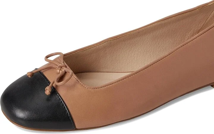 Jack Rogers Kenlyn Cap Toe Ballet - Leather Women's Flat Shoes Cafa Au Lait/Black : 9.5 M - Image 7