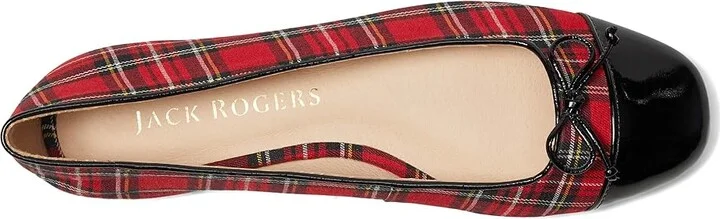 Jack Rogers Kenlyn Cap Toe Ballet - Plaid/Patent Women's Flat Shoes Red Plaid/Black : 8 M, Leather - Image 2