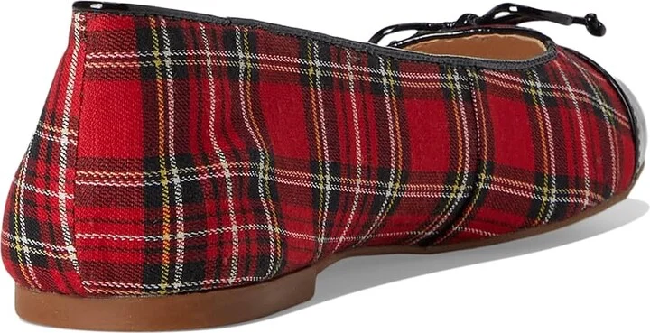 Jack Rogers Kenlyn Cap Toe Ballet - Plaid/Patent Women's Flat Shoes Red Plaid/Black : 8 M, Leather - Image 4