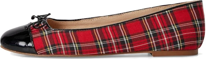 Jack Rogers Kenlyn Cap Toe Ballet - Plaid/Patent Women's Flat Shoes Red Plaid/Black : 8 M, Leather - Image 6
