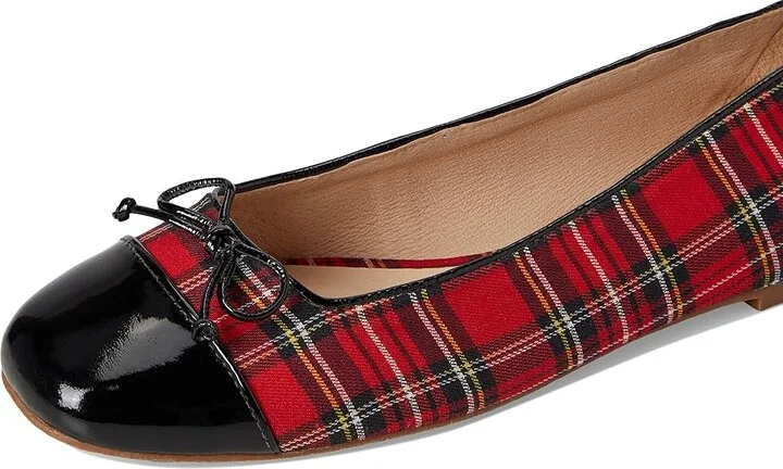 Jack Rogers Kenlyn Cap Toe Ballet - Plaid/Patent Women's Flat Shoes Red Plaid/Black : 8 M, Leather - Image 7