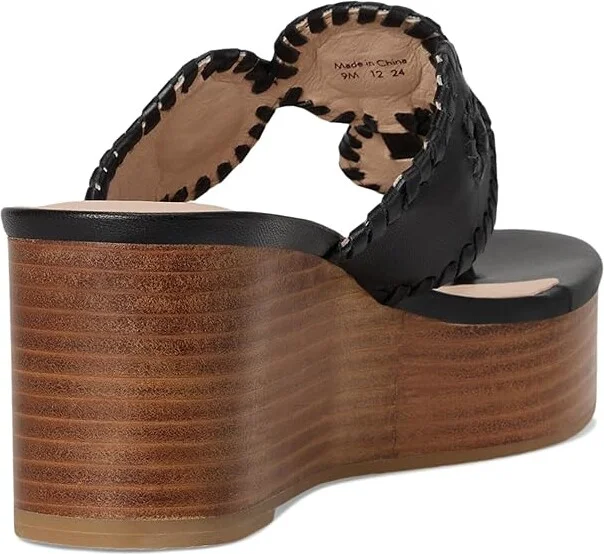 Jack Rogers Kimberly Mid Women's Wedge Shoes Black : 9.5 M, Leather - Image 4