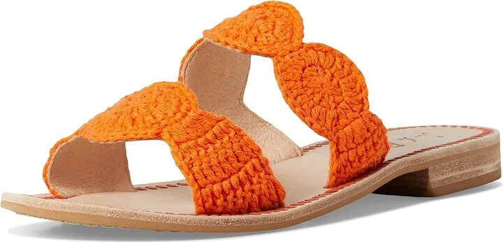 Jack Rogers Laurin Crochet Sandal - Crochet Women's Wedge Shoes Clementine : 8.5 M, Leather - Image 5