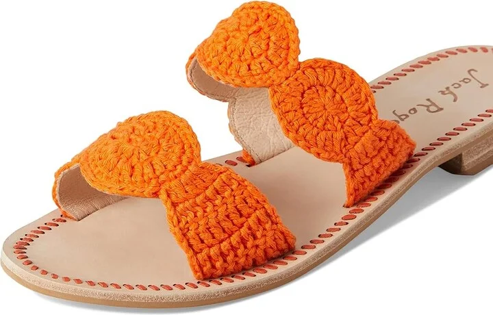 Jack Rogers Laurin Crochet Sandal - Crochet Women's Wedge Shoes Clementine : 8.5 M, Leather - Image 7