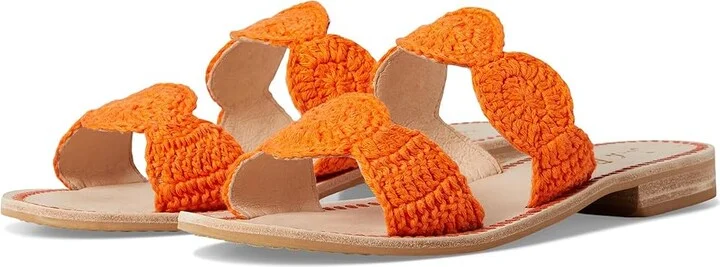 Jack Rogers Laurin Crochet Sandal - Crochet Women's Wedge Shoes Clementine : 8.5 M, Leather