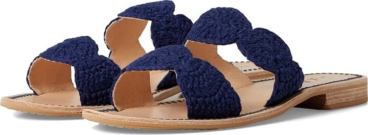 Jack Rogers Laurin Crochet Sandal - Crochet Women's Wedge Shoes Midnight : 9 M, Leather