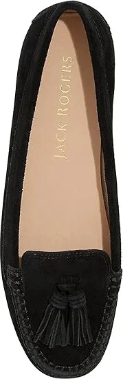 Jack Rogers Melnick Tassel Moc - Suede Women's Flat Shoes Black : 8 M, Leather/Rubber/Suede - Image 2