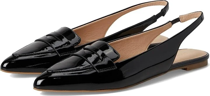 Jack Rogers Pennie Slingback Ballet - Patent Women's Flat Shoes Black : 6.5 M, Leather/Rubber