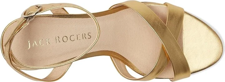 Jack Rogers Peri Mid Heel - Metallic Nappa Women's Wedge Shoes Gold : 6 M, Leather - Image 2