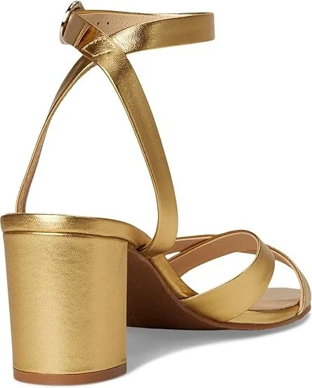Jack Rogers Peri Mid Heel - Metallic Nappa Women's Wedge Shoes Gold : 6 M, Leather - Image 4