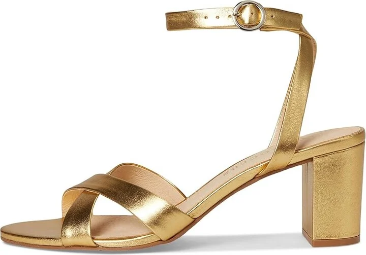 Jack Rogers Peri Mid Heel - Metallic Nappa Women's Wedge Shoes Gold : 6 M, Leather - Image 6