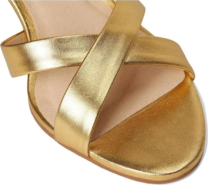 Jack Rogers Peri Mid Heel - Metallic Nappa Women's Wedge Shoes Gold : 6 M, Leather - Image 7