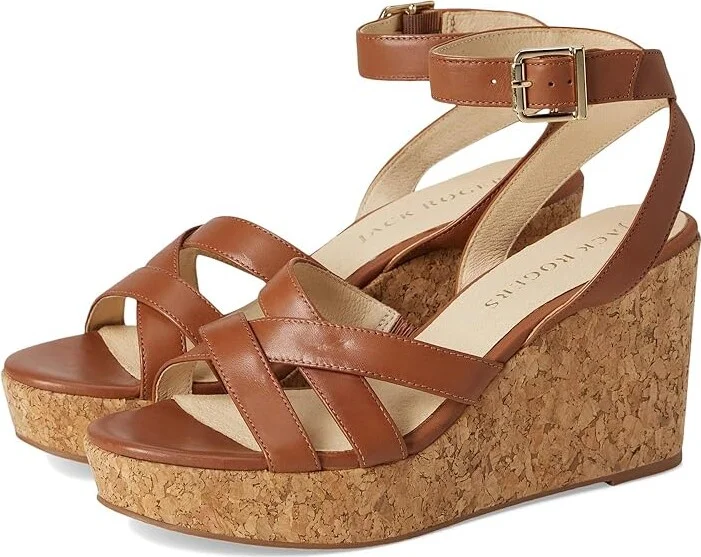 Jack Rogers Pippa Wedge Women's Wedge Shoes Cognac : 11 M, Leather/Rubber