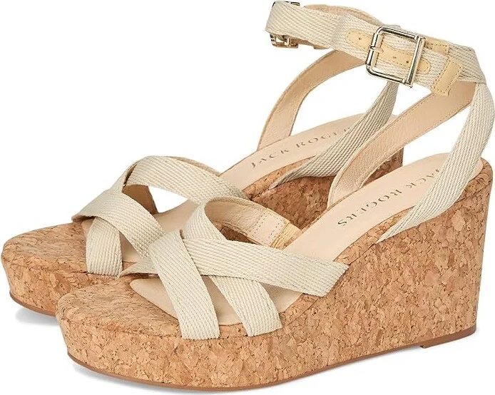 Jack Rogers Pippa Wedge Women's Wedge Shoes Natural : 8 M, Leather/Rubber