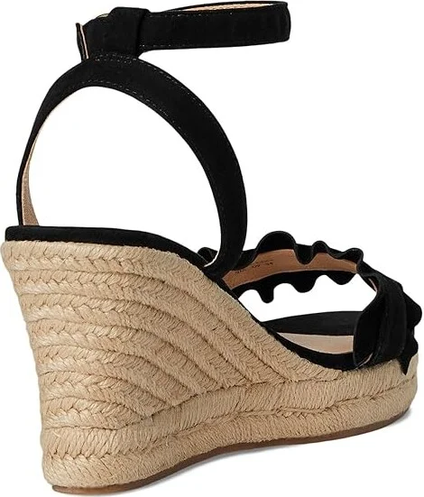 Jack Rogers Rozette Ruffle Wedge - Suede Women's Wedge Shoes Black : 9 M, Leather - Image 4