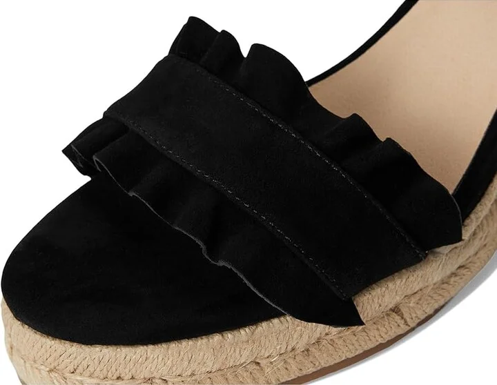 Jack Rogers Rozette Ruffle Wedge - Suede Women's Wedge Shoes Black : 9 M, Leather - Image 7