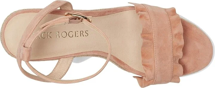 Jack Rogers Rozette Ruffle Wedge - Suede Women's Wedge Shoes Toast : 11 M, Leather - Image 2