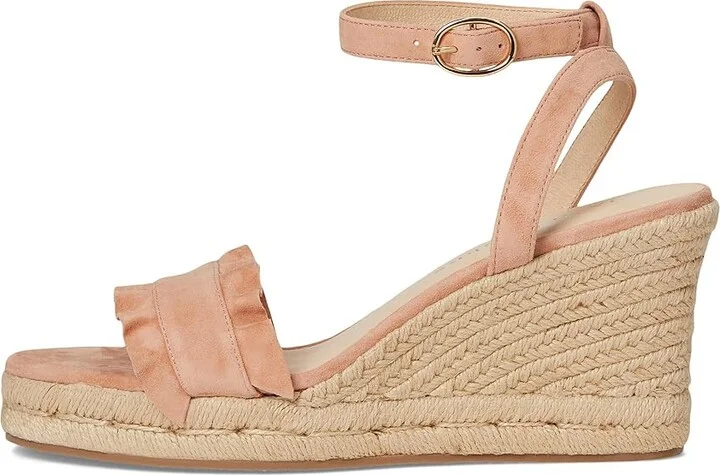 Jack Rogers Rozette Ruffle Wedge - Suede Women's Wedge Shoes Toast : 11 M, Leather - Image 6