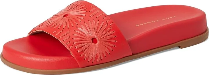 Jack Rogers Somerset Slide - Nappa/Raffia Women's Sandals Fire Red/Fire Red : 6 M, Leather - Image 5