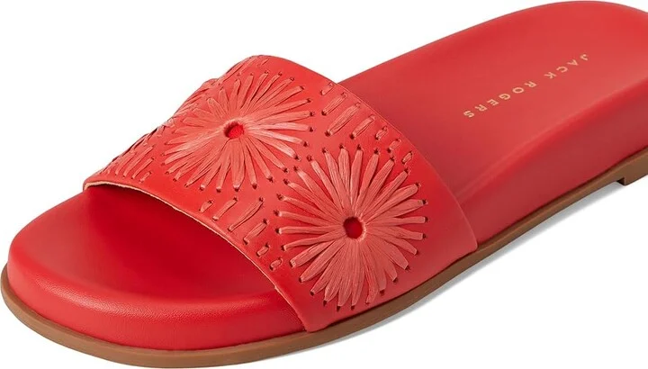 Jack Rogers Somerset Slide - Nappa/Raffia Women's Sandals Fire Red/Fire Red : 6 M, Leather - Image 7