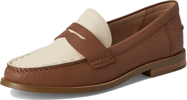 Jack Rogers Tipson Penny Loafers - Leather Women's Flat Shoes Luggage/Ivory : 7 M, Leather/Rubber - Image 5
