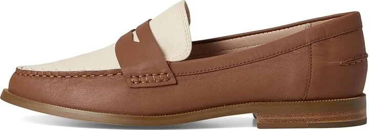 Jack Rogers Tipson Penny Loafers - Leather Women's Flat Shoes Luggage/Ivory : 7 M, Leather/Rubber - Image 6