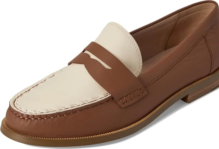 Jack Rogers Tipson Penny Loafers - Leather Women's Flat Shoes Luggage/Ivory : 7 M, Leather/Rubber - Image 7