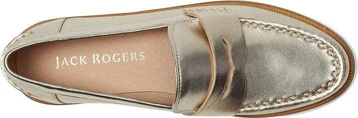 Jack Rogers Tipson Penny Loafers - Leather Women's Flat Shoes Luggage/Ivory : 7 M, Leather/Rubber - Image 8