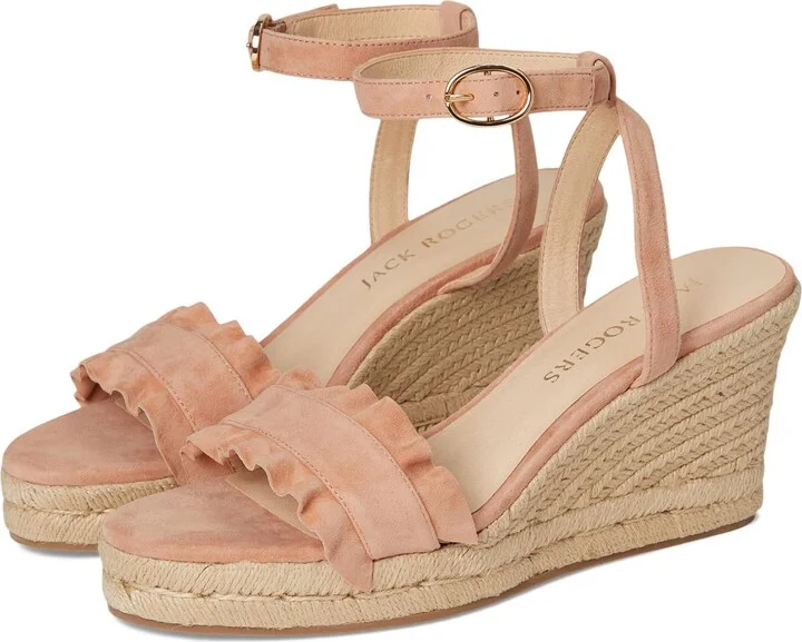Jack Rogers Women's Rozette Ruffle Wedge-Suede Espadrille Sandal