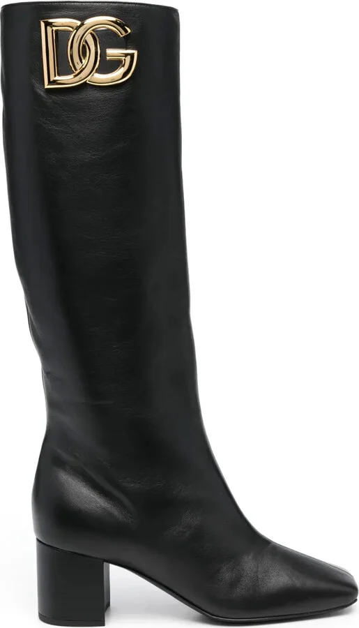 Jackie 60mm logo-plaque leather boots
