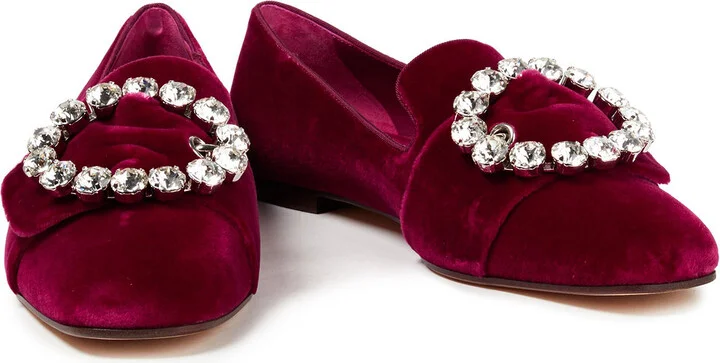 Jackie crystal-embellished velvet loafers - Image 2