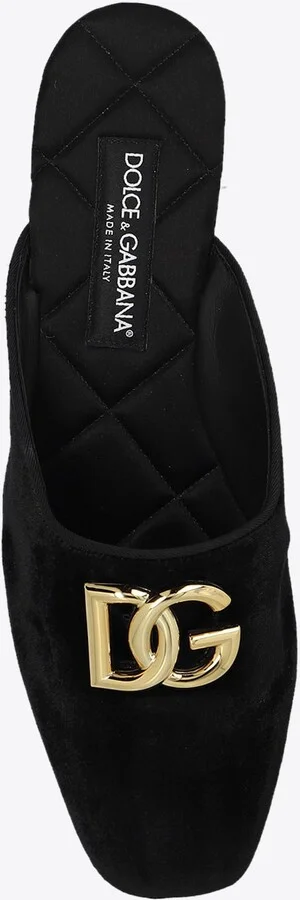 Jackie DG Logo Velvet Flat Mules - Image 3