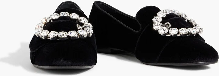 Jackie embellished velvet loafers - Image 2