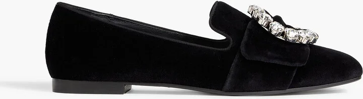 Jackie embellished velvet loafers