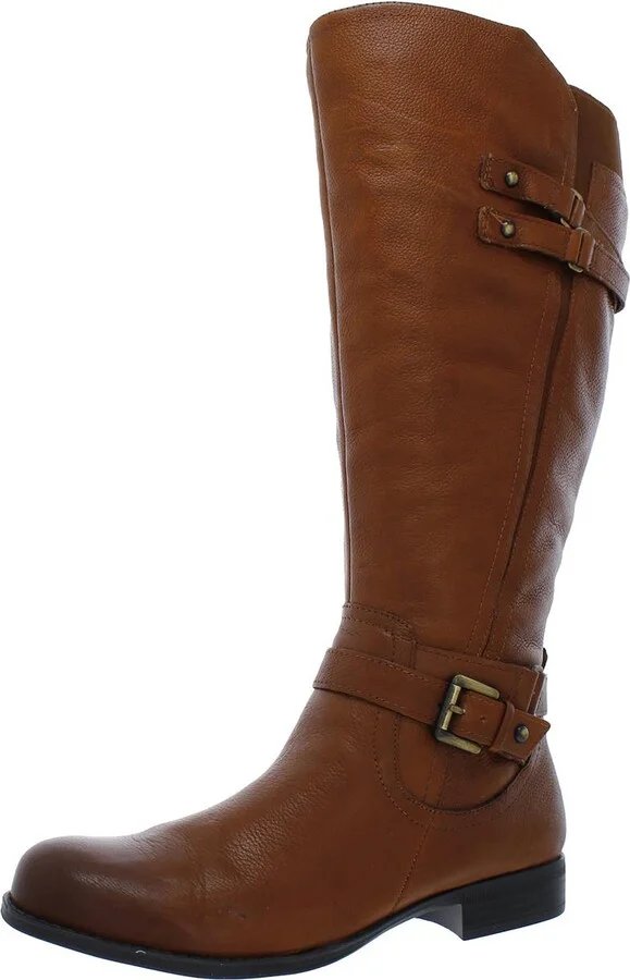 Jackie Womens Leather Wide Calf Riding Boots