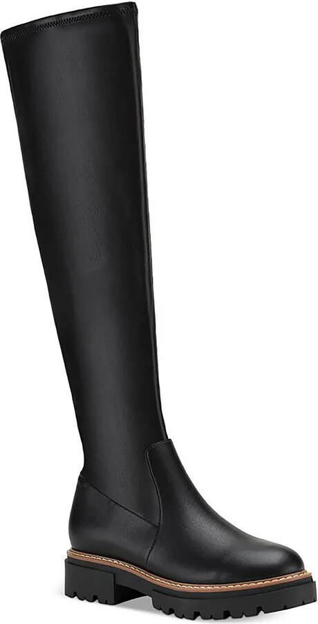 Jacksonn Womens Faux Suede Lug Sole Over-The-Knee Boots