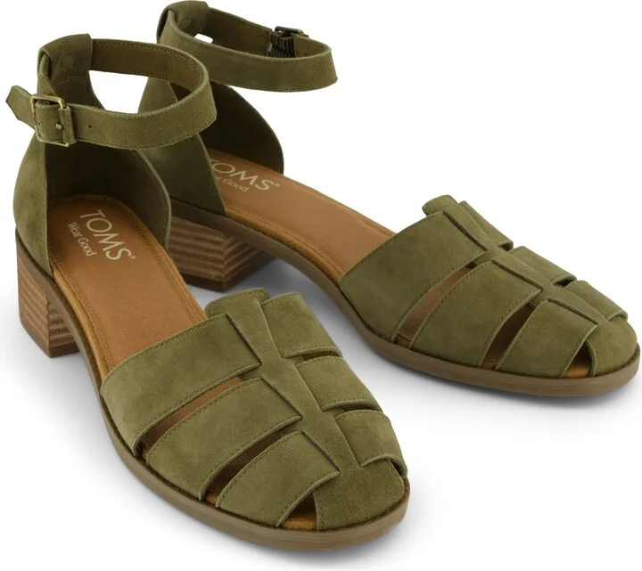 Jaclyn Fisherman Heel Military Olive Kid Suede - Image 2