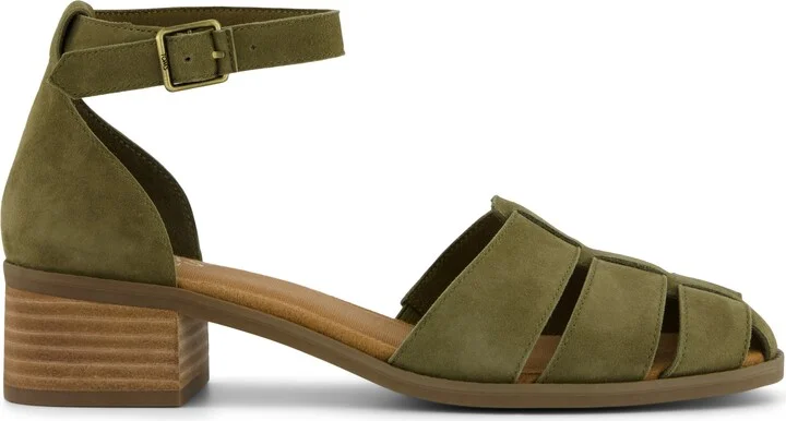 Jaclyn Fisherman Heel Military Olive Kid Suede