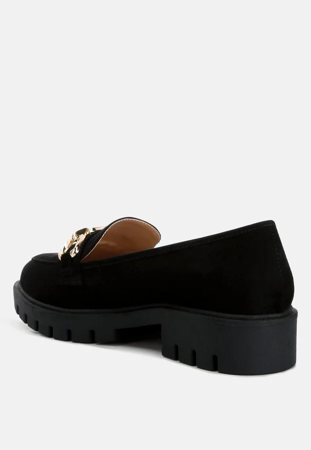 Jacop Micro Suede Metal Chain Link Loafers - Image 3