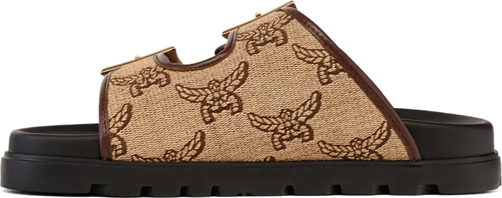Jacquard Buckle-Fastening Sandals