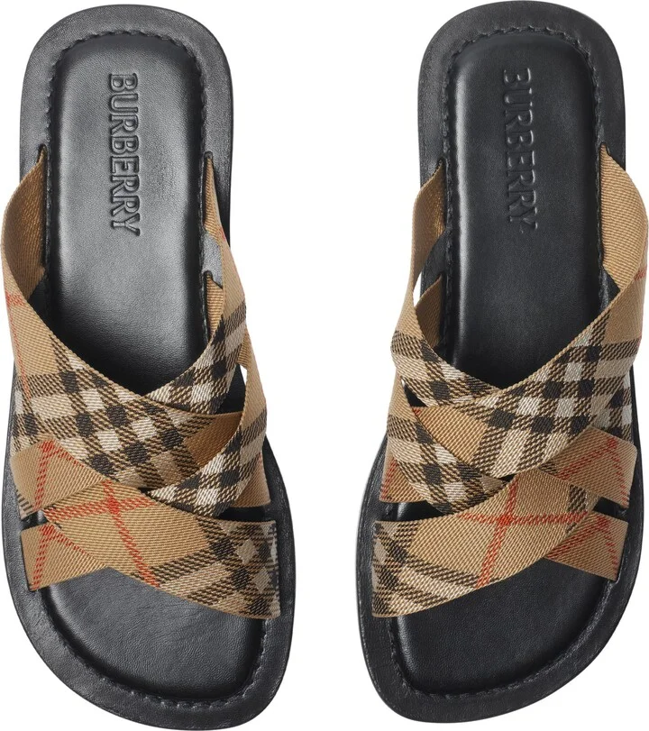 Jacquard Check Crisscross Slide Sandal - Image 4