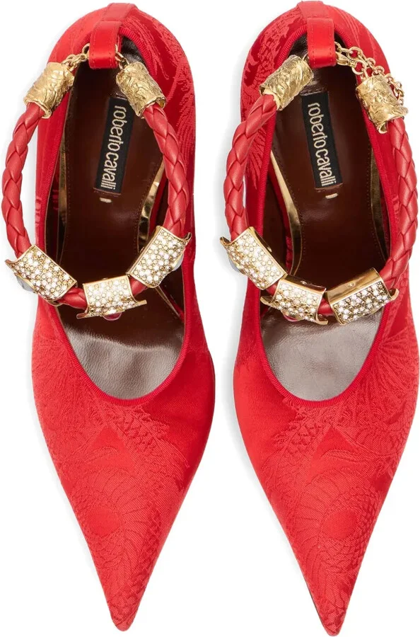 Jacquard-Motif Jewel-Strap Pumps - Image 3