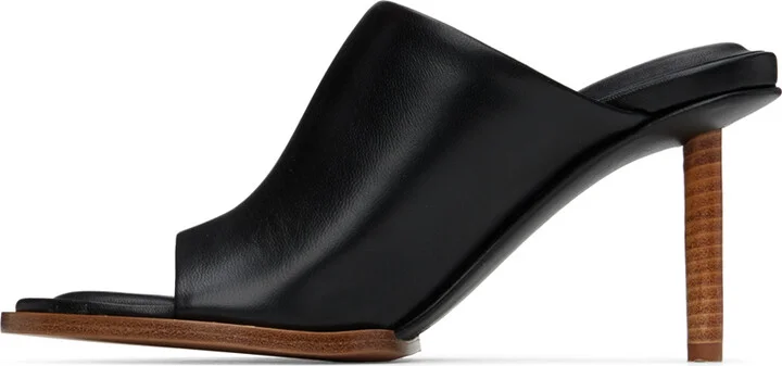JACQUEMUS Black Le Raphia 'Les Mules Rond Carré' Mules - Image 3