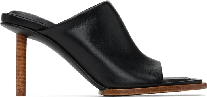 JACQUEMUS Black Le Raphia 'Les Mules Rond Carré' Mules