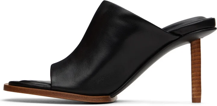 JACQUEMUS Black 'Les mules rond carré' Heeled Sandals - Image 3
