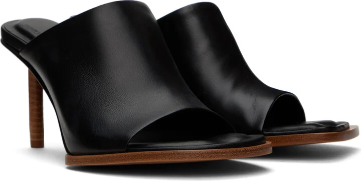 JACQUEMUS Black 'Les mules rond carré' Heeled Sandals - Image 4